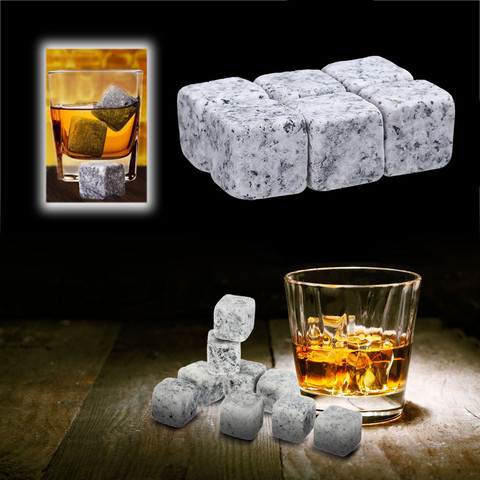 6Pcs Natural Whiskey Stones Sipping Ice Mold Drinking Alcohol Whisky Wine Rocks Cooler Stones Party Wedding Gift Bar Accessories ► Photo 1/6