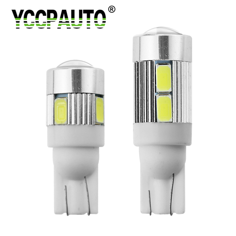 YCCPAUTO – lampe de plaque d'immatriculation de voiture T10 LED 194 W5W, clignotant, ampoule blanche 5630 SMD, lentille de projecteur de stationnement, lampe latérale 1 pièces ► Photo 1/6