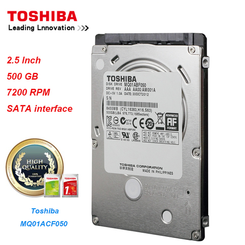 Disque dur d'origine Toshiba MQ01ABF050 500 GB disque dur SATA/300 7200 tr/min 16 mo 2.5 