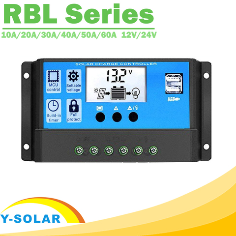 Contrôleur de Charge et de décharge pour panneaux solaires, 12V/24V, 12V/24V, écran LCD, PWM, 60A, 50A, 40A, 30A, 20A, 10A, nouveau, Y-SOLAR ► Photo 1/6