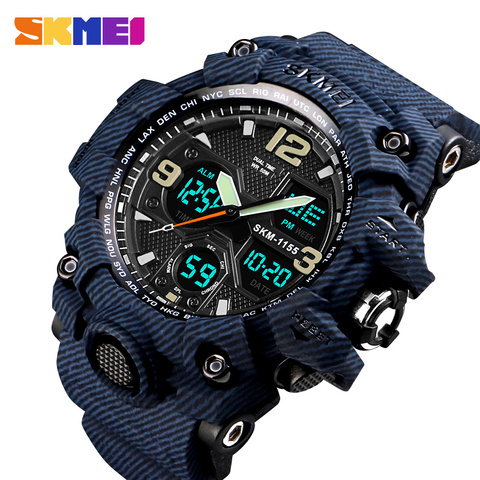 SKMEI luxe Denim Style sport montres hommes mode numérique montre à Quartz étanche décontracté militaire montre-bracelet horloge Relogio ► Photo 1/6