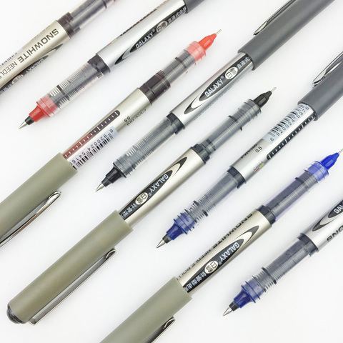 12 pièces SNOWHITE droit liquide Type stylo à bille PVN-166 stylo à bille roulante étudiant bureau Gel stylo noir rouge bleu ► Photo 1/4
