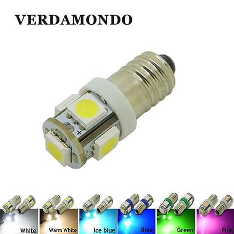 Ampoule LED E10 5050 SMD, 12V DC, feu de recul, blanc chaud, glace, bleu, rose, vert, indicateur automatique ► Photo 1/5