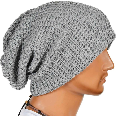 Bonnet en Crochet tricoté pour homme, Baggy, décontracté, chaud, hiver ► Photo 1/3