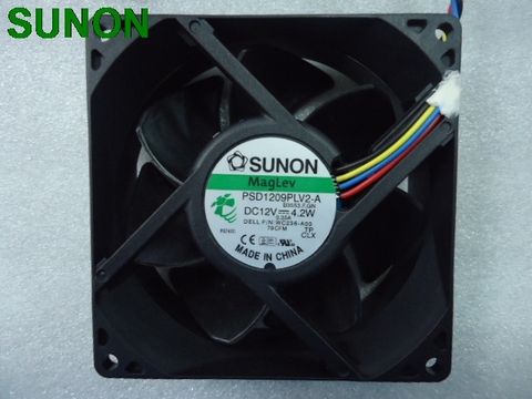 SUNON PSD1209PLV2-A B3553.F. GN DC12V 4.2 W serveur ventilateur de refroidissement 4 fils PWM 90x90x32mm WC236-AOO ► Photo 1/3