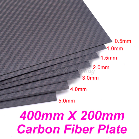 Panneaux de plaque en vraie Fiber de carbone, dimensions 400mm X 200mm, feuilles de 0.5mm 1mm 1.5mm 2mm 3mm 4mm 5mm d'épaisseur, matériau Composite à indice de dureté élevé pour RC ► Photo 1/5