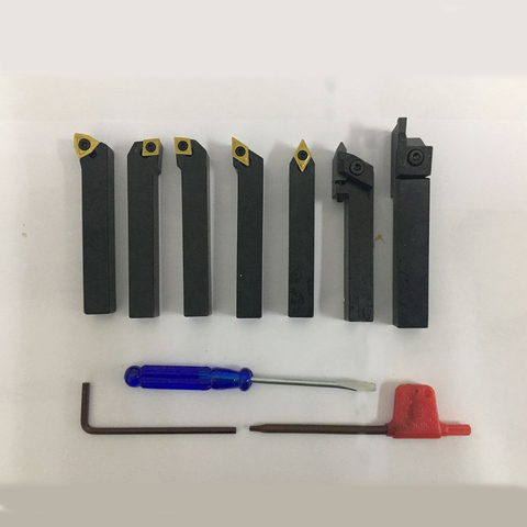 8mm 7 pièces ensemble d'outils de coupe de tour indexable avec embouts revêtus de ti pour outil de tournage en carbure de tour à CNC ► Photo 1/6