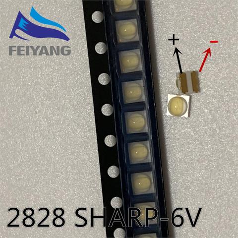 100 pièces pour Sharp LED rétro-éclairage haute puissance LED 0.8W 2828 6V blanc froid 43LM GM2CC3ZH2EEM TV Application ► Photo 1/4