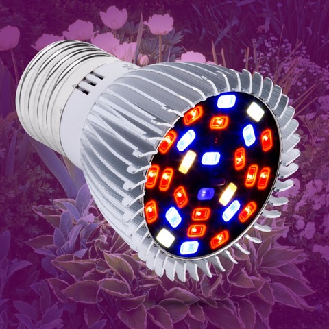 Lampe horticole de croissance LED, E27, E14, 18/28W, 220V, UV, spectre complet, éclairage pour culture hydroponique de plantes ► Photo 1/6