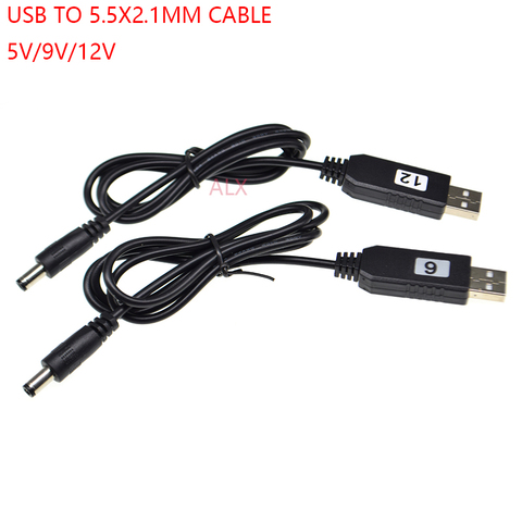 Convertisseur de câble progressif, USB DC 5V à DC 9V, 12V, USB vers DC, 5.5x2.1MM, prise mâle, câble d'alimentation, 5, 5x2, 1, 5x2, 5 ► Photo 1/5