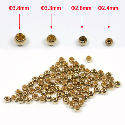 100 pièces laiton perles crochets tête pour nymphe Streamer Bugs mouche pêche attachant matériaux accessoires 2.4mm 2.8mm 3.3mm 3.8mm ► Photo 1/1