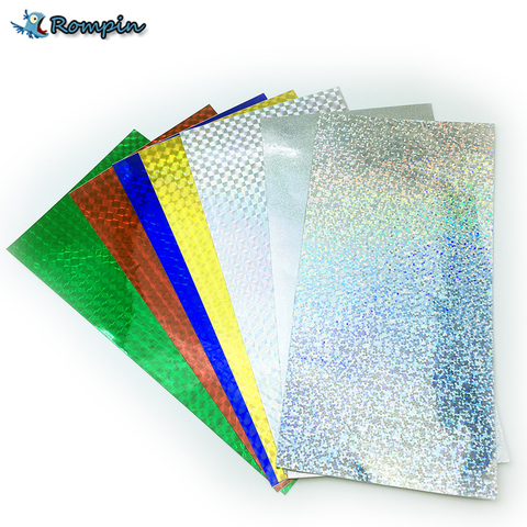 Rompin 7 pcs 10*20 cm Holographique Adhésif Film Flash Bande Lure Faire Mouches Matériel En Métal Dur Appâts changement de Couleur Autocollant ► Photo 1/1