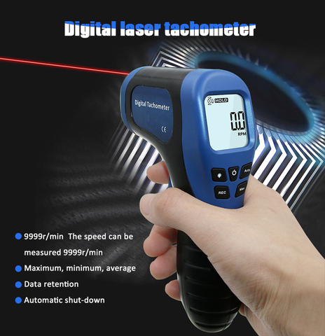Tachymètre professionnel tachymètre numérique LCD Laser sans Contact Tach gamme 2.5-99999 tr/min vitesse moteur pistolet Style compteur de vitesse ► Photo 1/6