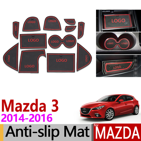 Tapis de fente de porte antidérapant, dessous de verre en caoutchouc pour Mazda 3 Axela BM 2014 2015 2016 MK3, accessoires de pré-lifting autocollants de voiture 12 pièces/ensemble ► Photo 1/6