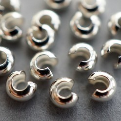 Perles de couverture à sertir en argent sterling 925, 1 paire, pour la fabrication de bijoux collier et bracelet, fournitures de composants de bricolage ► Photo 1/1