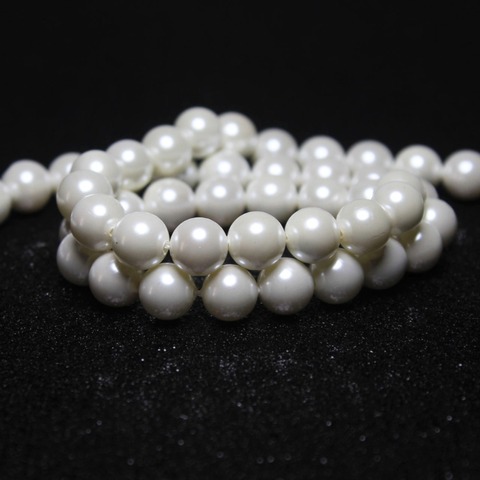 Coquille de crème faite de perles simulées pour la fabrication de bijoux 4/ 5/6/8/10/12/14mm DIY Bracelet collier brin 15.5 ''vente en gros ► Photo 1/4