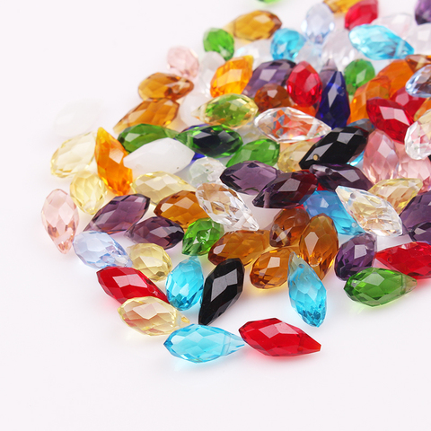 Lot de 50 perles en forme de larme de cristal multicolores, 6x12mm, perles en verre à facettes pour la fabrication de bijoux, joli Bracelet artisanal, DIY ► Photo 1/6