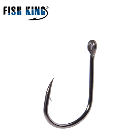 FISH KING-hameçons de pêche, 10 à 30 pièces, en acier au carbone, avec anneau 3 #-12 #, hameçons simples barbelés ► Photo 1/6