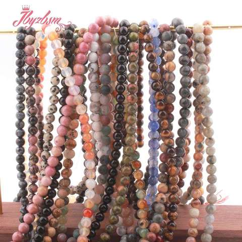Perles rondes en pierre naturelle pour la fabrication de bijoux, Agates, tigre, Amazonite, opale, 6mm, 15 pouces ► Photo 1/6
