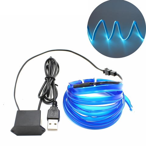 Fil USB EL de 1/2/3/5/10M DC 5V avec bord de couture de 6mm, lumière néon, corde scintillante Flexible, bande de fil LED ► Photo 1/6