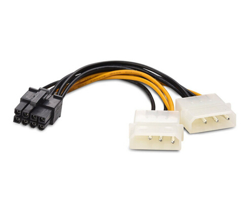 Adaptateur de carte vidéo PCI Express 6 pouces 2 x Molex 4 broches à 8 broches Pci-e ATX PSU, convertisseur de puissance-Molex vers Pcie 8 broches (6 + 2) ► Photo 1/6