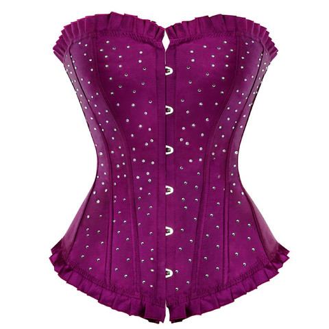 Bustier en Satin strass, Costume Showgirl, Top Lingerie, Corset Burlesque, violet, mode ► Photo 1/3