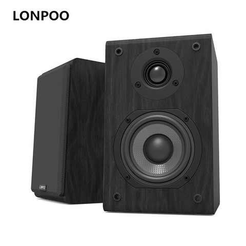 LONPOO Étagère Haut-Parleur Passif Paire 2-Façon 75 w * 2 Classique En Bois Haut-Parleur avec 4-pouces Carbone fiber de Woofer Tweeter Haut-Parleur ► Photo 1/6