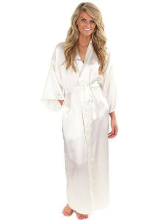 Peignoir Long en Satin soie pour femmes, Kimono, Robe de demoiselle d'honneur, grande taille XXXL, Peignoir Femme Sexy ► Photo 1/6