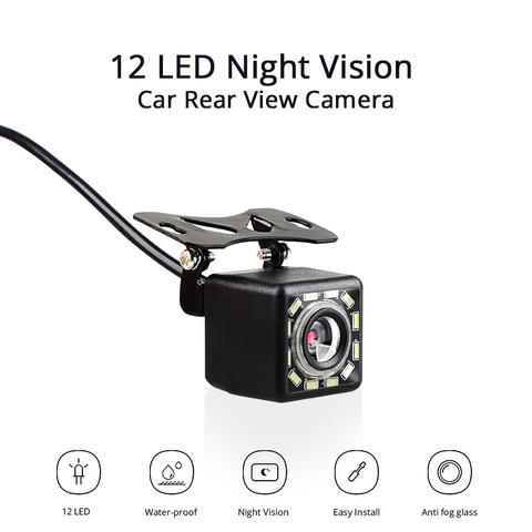 Caméra de vue arrière pour voiture, caméra universelle de sauvegarde pour stationnement, 12 LED Vision nocturne, grand Angle, étanche, Image couleur HD ► Photo 1/6