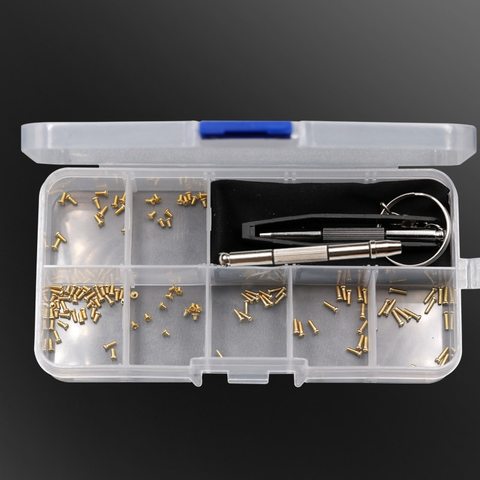 Eyeglasses Sunglasses Watch Repair Kit with Screws Tweezers Screwdriver Gold/Black Stainless Steel Screws ► Photo 1/6