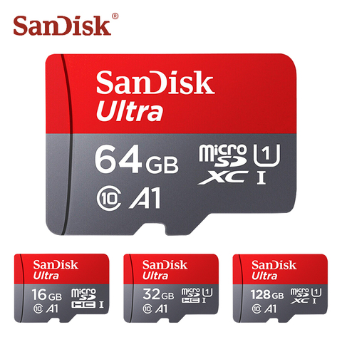 Carte mémoire d'origine SanDisk micro SD 64 go carte mémoire A1 128 go 100 mo/s 32 go classe 10 SDXC Ultra SDHC 32 go 16 go carte mémoire UHS-I TF ► Photo 1/6