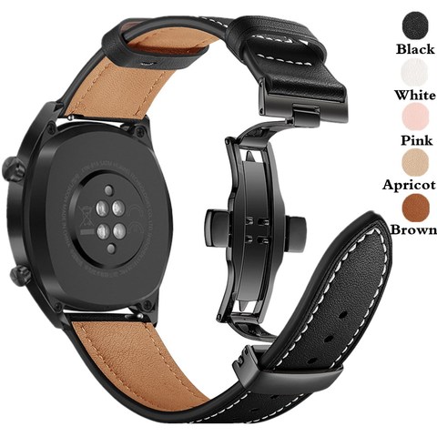 Bracelet en cuir à boucle papillon, pour Samsung Galaxy Watch 3 41mm/45mm/42mm/46mm/Active 2/Gear S3 20MM/22MM ► Photo 1/6