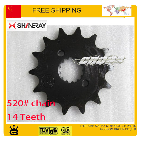 Pignon de chaîne pour moto et motocross 520, pignon de chaîne avant 14 dents, 250cc, shineray X2 X2X, accessoires, livraison gratuite ► Photo 1/1