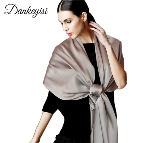 DANKEYISI-écharpe en soie pour femmes, écharpe longue, couleur Pure, foulard de marque de luxe, châle, 100% naturelle ► Photo 1/6