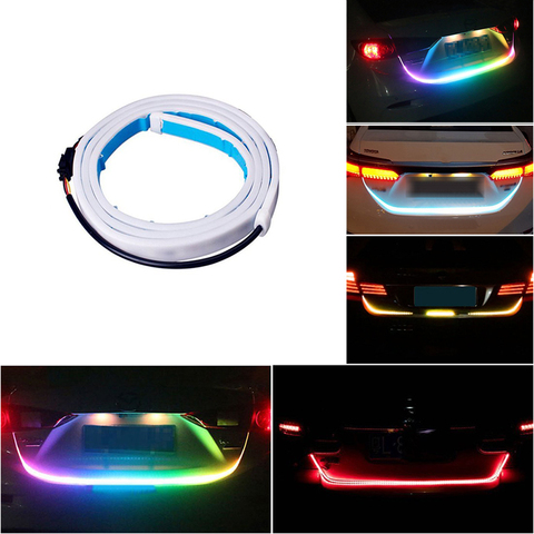 Lumière de coffre de voiture 12V RGB 120cm, bande lumineuse d'avertissement arrière, clignotant, feux de recul, multifonction IP68 ► Photo 1/6