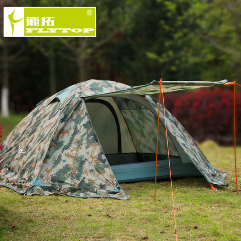 Tente de camping en tissu de haute qualité, double couche, poteau en aluminium, champ éolien avec jupe de neige ► Photo 1/3