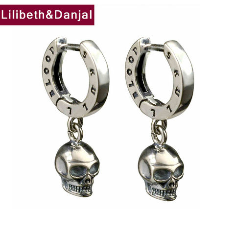 Boucles d'oreilles en argent Sterling 925 pour hommes et femmes, bijoux fins, Vintage, Punk, tête de mort, cadeau de noël, FE3 ► Photo 1/6