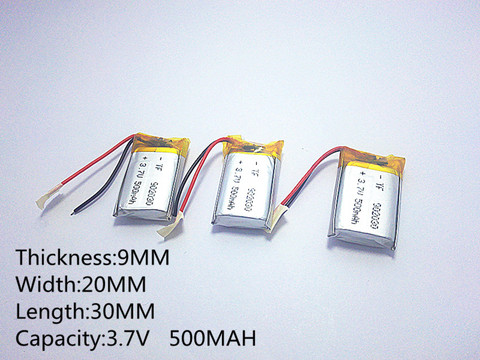 Batterie lithium-ion/Li-ion 3.7V,500mAH,902030 PLIB, polymère, pour GPS,mp3,mp4,mp5,dvd, modèle de mobile jouet ► Photo 1/3