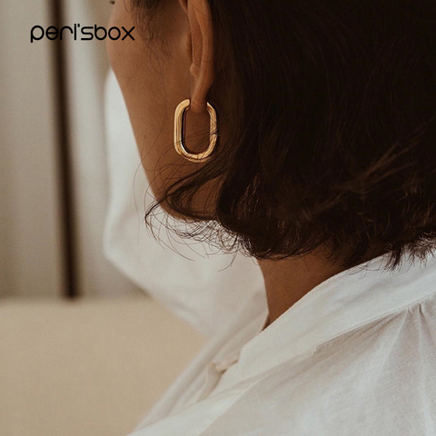 Peri'sBox – Boucles d'oreilles en forme de O en laiton pour femme, créoles, cerceau, chic, géométriques, épaisses, or français, minimalistes, meilleure vente ► Photo 1/6