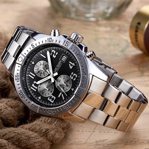 MEGIR Top marque de luxe hommes montre-bracelet hommes chronographe horloges hommes hommes hommes montres à Quartz Sport militaire en acier inoxydable horloge ► Photo 1/6