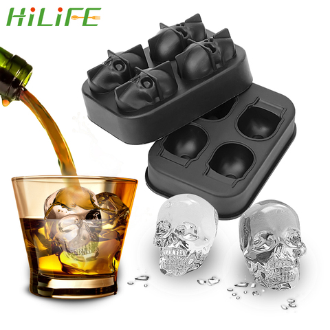 HILIFE-moule à glaçons en Silicone 3D en forme de crâne, plateau pour glaces, whisky, vin Cocktail ► Photo 1/6