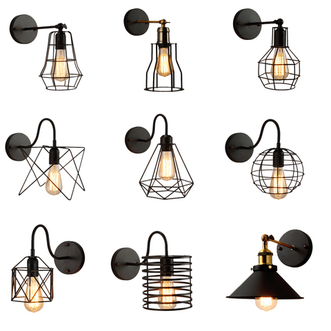 Loft américain fer noir abat-jour applique Vintage Cage garde applique Loft luminaire moderne intérieur éclairage appliques ► Photo 1/6