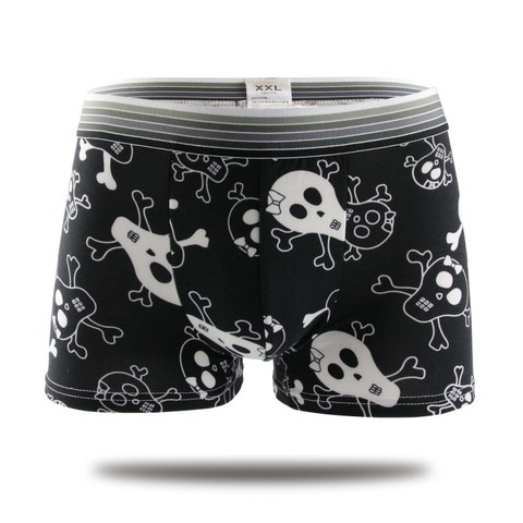 Lait soie doux respirant hommes boxeurs dessin animé crâne mode Sexy sous-vêtements pour hommes U poche hommes Boxer Shorts sans couture hommes caleçons ► Photo 1/6