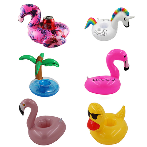 Support de verre de natation gonflable licorne flamant rose porte-boissons piscine flotteur piscine de bain jouet décoration de fête dessous de verre ► Photo 1/6