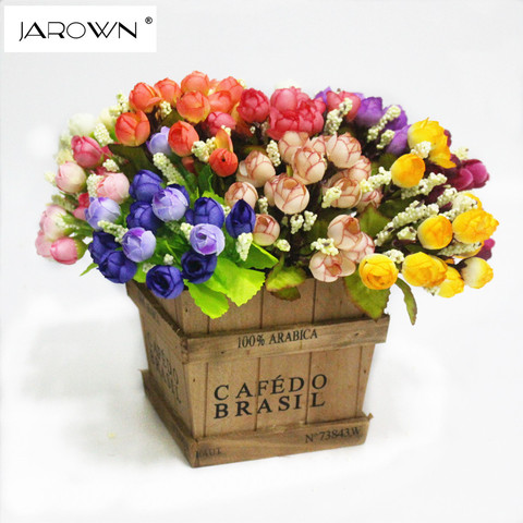 Fleurs artificielles colorées en soie, 15 têtes, Mini roses décoratives pour la maison, pour un bouquet de mariage ► Photo 1/6