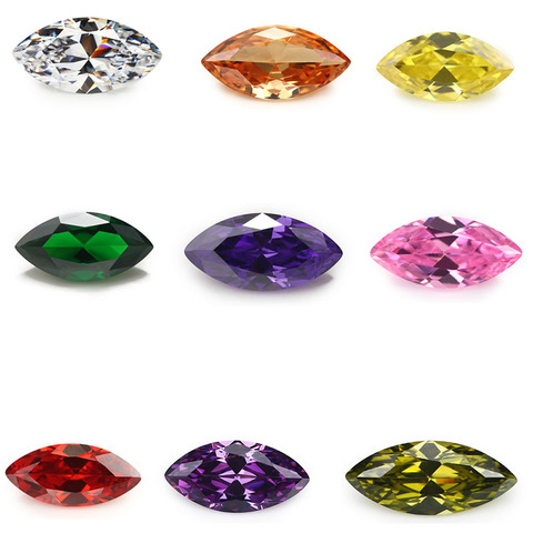 50 pcs 1.5x3 ~ 10x20mm AAAAA Marquise forme jaune doré, Voilet, Olive, violet, noir, rose cubique zircone pierre lâche cz gemmes ► Photo 1/6