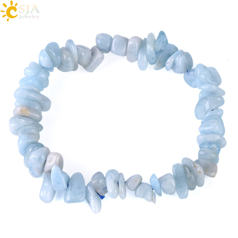 CSJA-Bracelets en pierre de cristal naturel, bijou en gravier de guérison, Quartz bleu, perles irrégulières, brin Reiki, pour femmes, F370 ► Photo 1/6