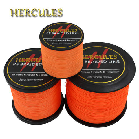 Hercules PE tressé ligne de pêche Orange Multifilament corde de pêche forte 4 brins 100 M 300 M 500 M 1000 M 1500 M 2000 M ► Photo 1/6