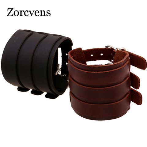 ZORCVENS 2022 vente chaude mode Punk Rivet large Bracelets en cuir hommes pour femmes manchette Vintage Rock bijoux ► Photo 1/6