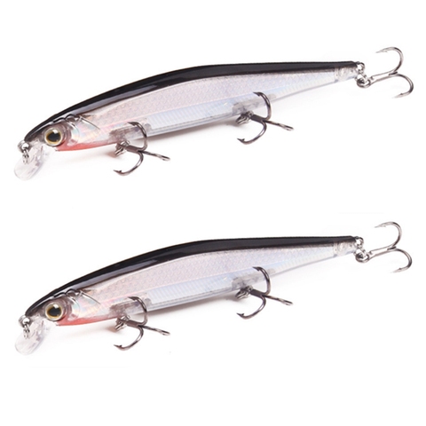 1 pièces 11cm 13g leurre de pêche Minnow appât dur artificiel avec 3 crochets de pêche leurre 3D yeux pêche Wobbler carpe matériel de pêche ► Photo 1/6